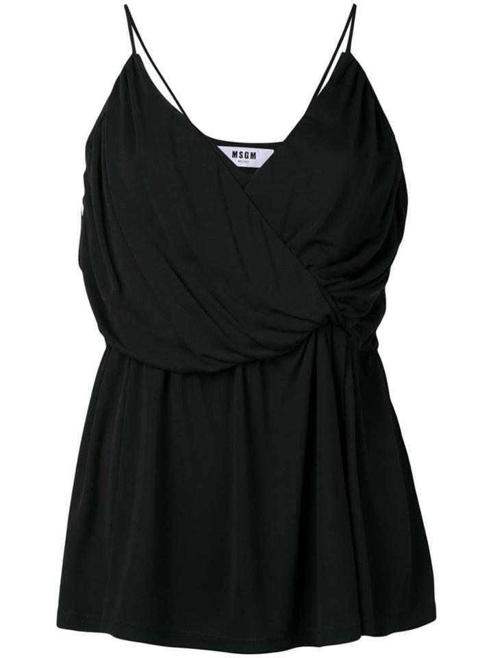 Msgm Draped Wrap Top - Black