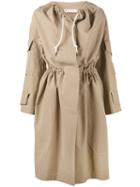 Marni - Collarless Drawstring Trench Coat - Women - Cotton/viscose - 40, Nude/neutrals, Cotton/viscose