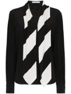 Givenchy Silk Stripe Tie Neck Shirt - Black