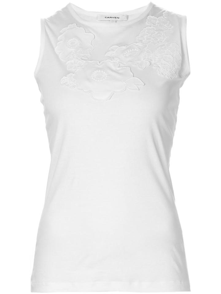 Carven Embroidered Floral Tank Top
