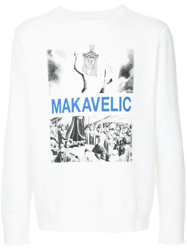 Makavelic Jesus Print Sweatshirt - White