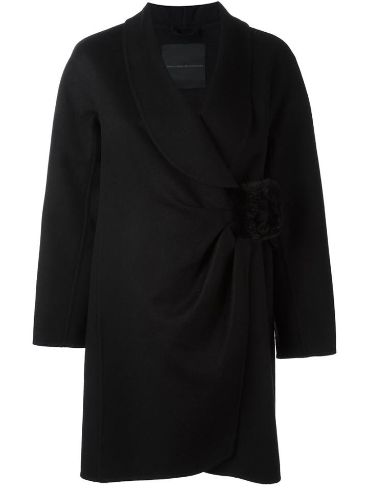Ermanno Scervino Single Breasted Coat, Women's, Size: 46, Black, Acetate/cupro/angora/virgin Wool