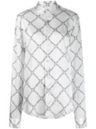 Gmbh Geometric Digital-print Silk Shirt - White