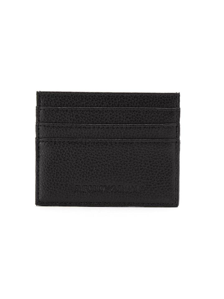 Emporio Armani Logo Embossed Card Holder - Black
