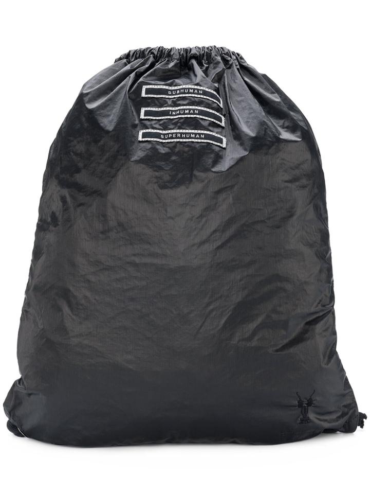 Rick Owens Drkshdw Slogan Drawstring Backpack - Black