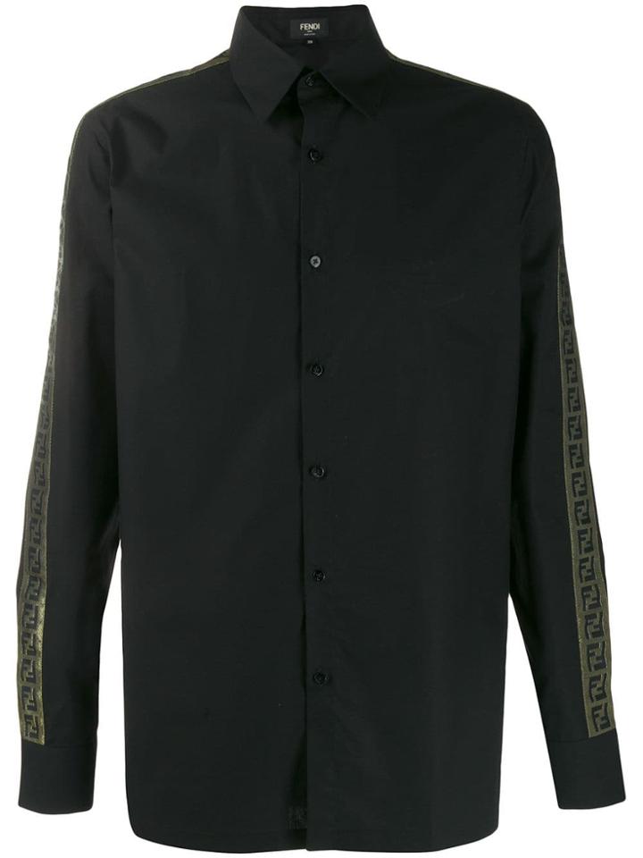 Fendi Logo Striped Shirt - Black