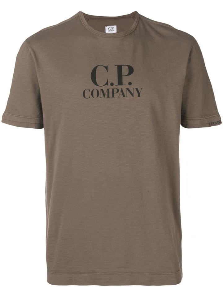Cp Company Logo Print T-shirt - Brown