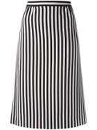 Marc Jacobs Monochrome Striped A-line Skirt, Women's, Size: 2, Black, Triacetate/polyester