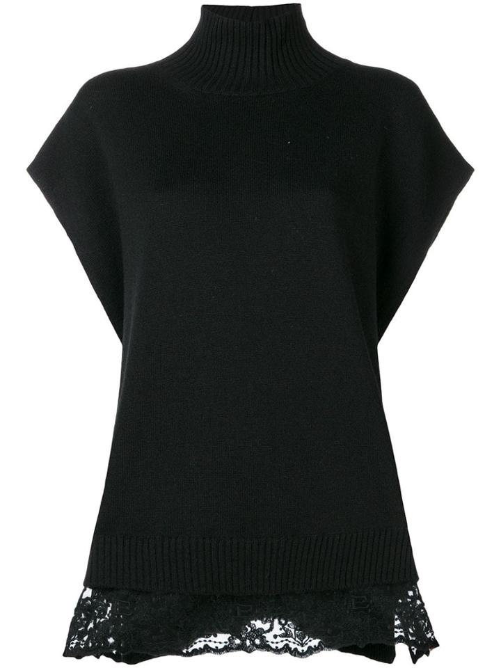 Ermanno Scervino Lace Trim Turtleneck Tabard - Black