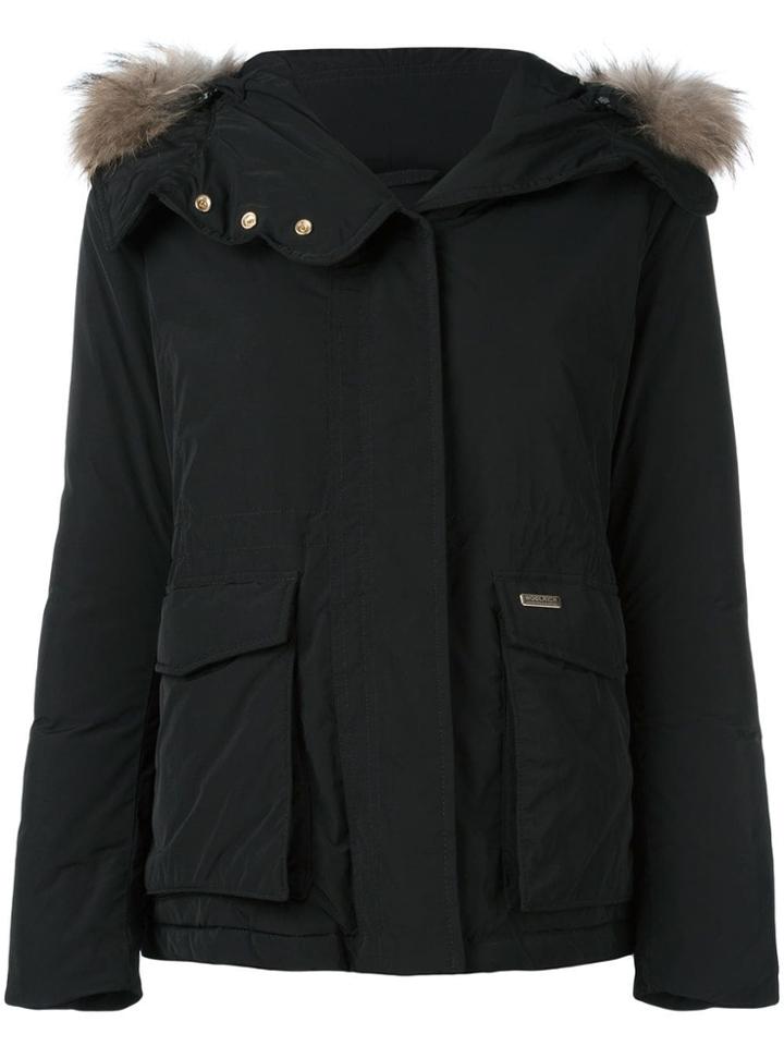 Woolrich Short Military Hooded Jacket - Black