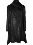 Masnada Crock Effect Wrap Coat, Women's, Size: 42, Black, Polyamide/alpaca/merino/virgin Wool