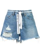 Off-white Auction House Denim Shorts, Women's, Size: 28, Blue, Cotton/polyester
