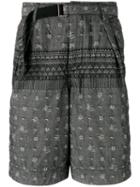 Sacai Patterned Shorts, Men's, Size: 3, Black, Cotton
