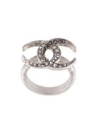 Chanel Vintage Cc Crescent Moon Ring, Women's, Metallic