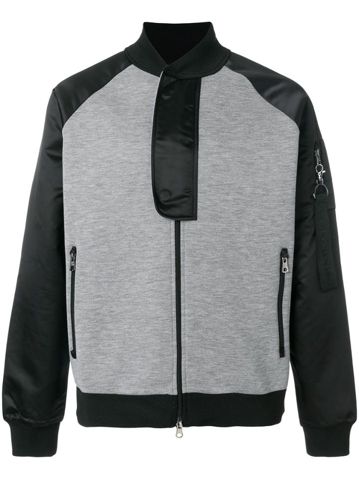 Ea7 Emporio Armani Jersey Appliqué Bomber Jacket - Grey