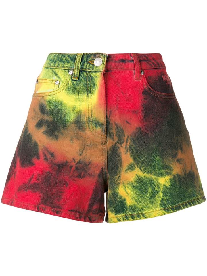 Msgm Tie Dye Denim Shorts - Black