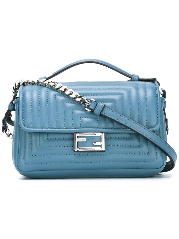 Fendi Micro 'double Baguette' Crossbody Bag - Blue