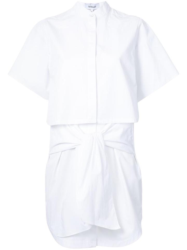 Derek Lam 10 Crosby Knot Detail Shirt Dress, Women's, Size: 0, White, Cotton