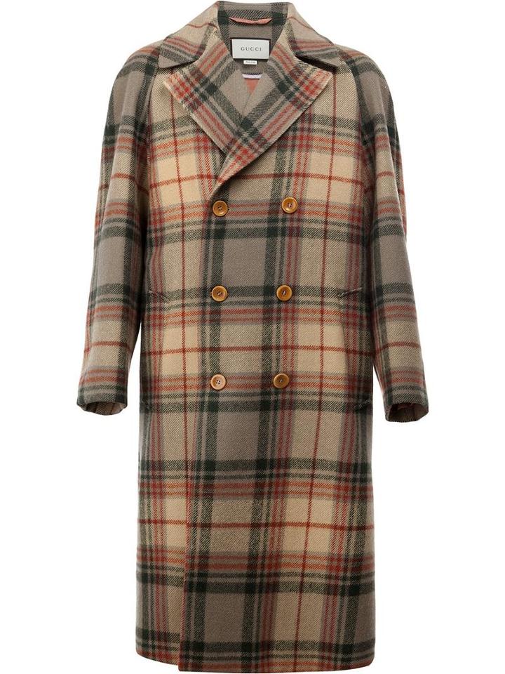 Gucci Checked Bear Detail Coat, Size: 50, Polyamide/polyester/cupro/mohair