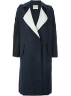 Forte Forte Contrast Lapel Trench Coat, Women's, Size: 1, Blue, Cotton/linen/flax