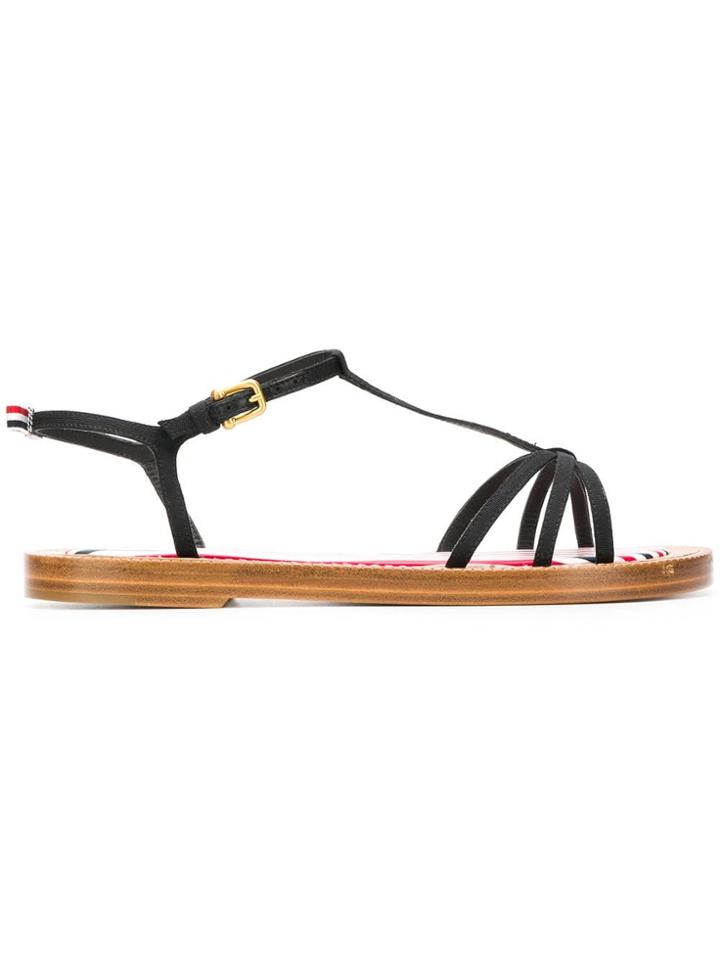 Thom Browne Grosgrain Ankle Strap Sandal - Black