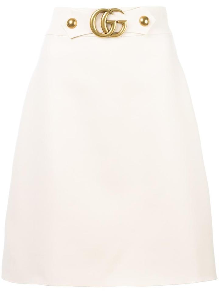 Gucci Crepe Skirt, Women's, Size: 42, White, Wool/silk/viscose/polyester