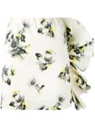 Msgm - Ruffle Trim Floral-print Skirt - Women - Polyester - 42, Yellow/orange, Polyester