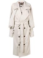 Y / Project Draped Front Oversized Trench Coat - Nude & Neutrals