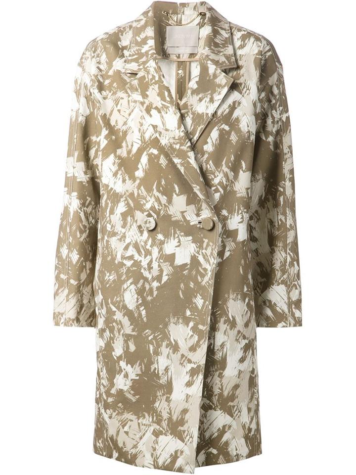Jason Wu Printed Oversize Coat, Women's, Size: 8, Green, Cotton/silk