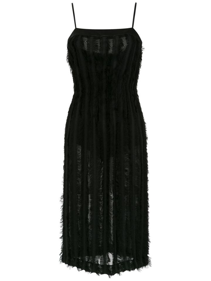 À La Garçonne Midi Fringed Dress - Black