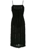 À La Garçonne Midi Fringed Dress - Black