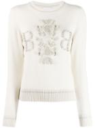 Barrie Logo Cashmere Jumper - White