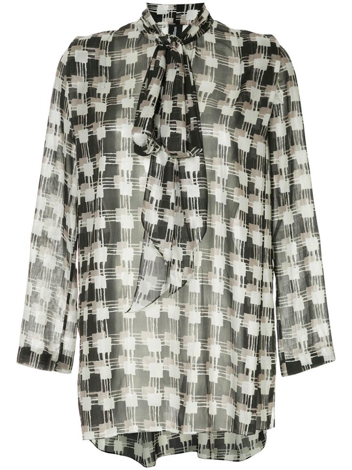 Julia Davidian Pussy Bow Printed Shirt - Multicolour