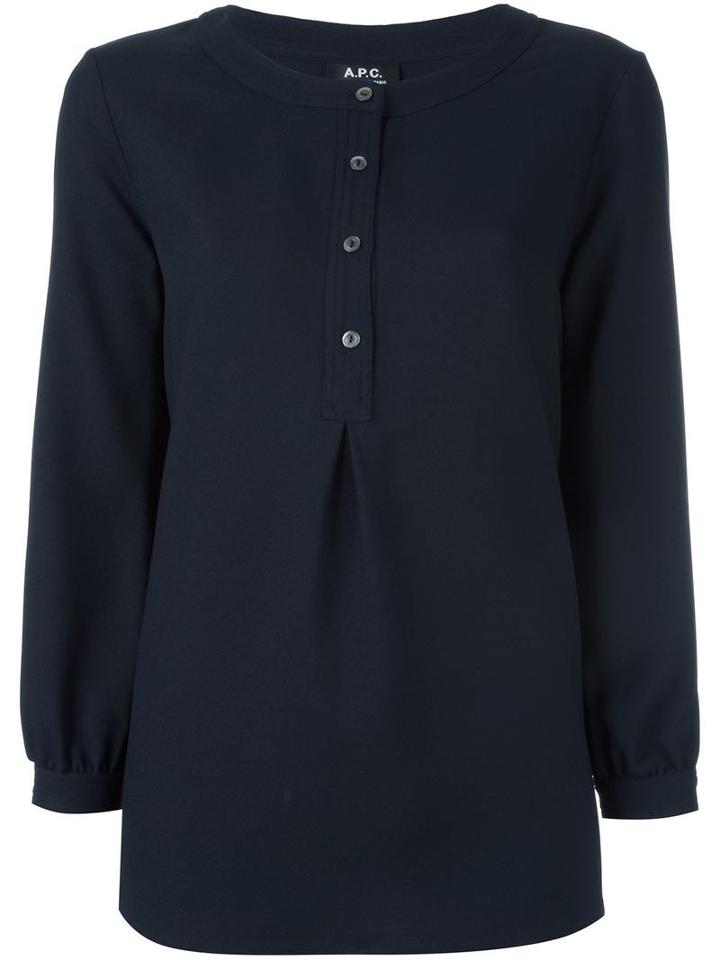 A.p.c. Button Placket Blouse, Women's, Size: 42, Blue, Acetate/viscose