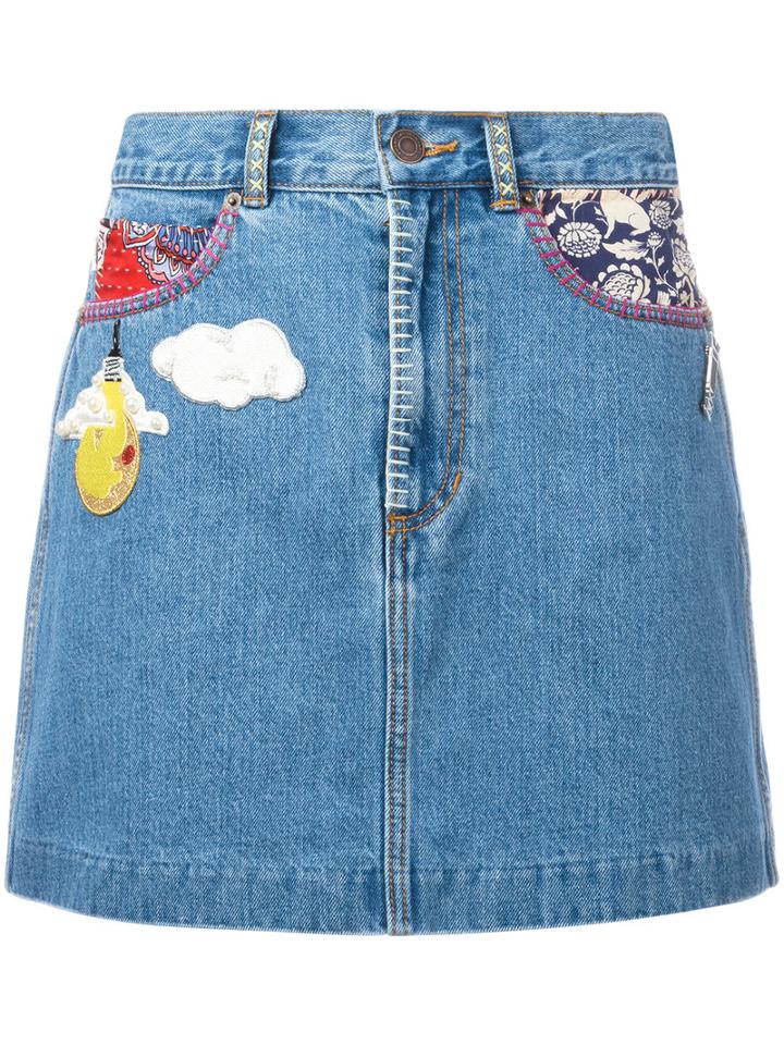 Marc Jacobs - Raw Edge Denim Mini Skirt - Women - Cotton - 27, Blue, Cotton