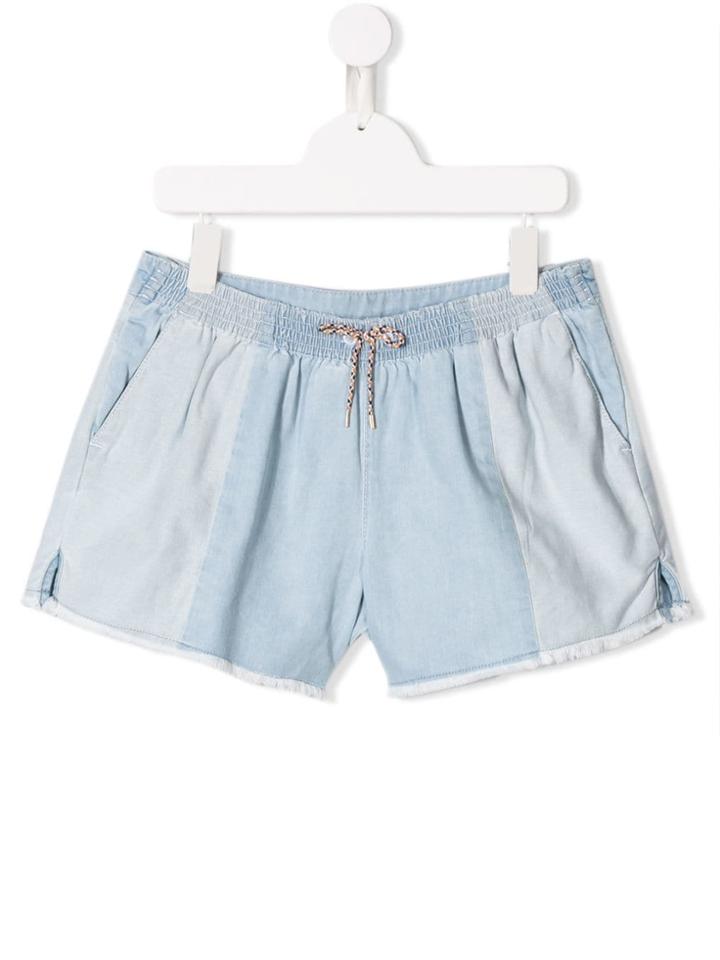 Chloé Kids Teen Frayed Denim Shorts - Blue