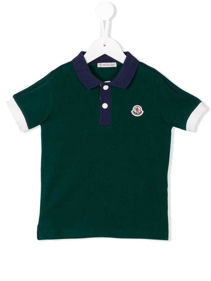 Moncler Kids Tri-colour Polo Shirt, Kids Unisex, Size: 12 Yrs, Green, Cotton