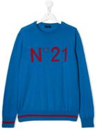 Nº21 Kids Teen Logo Knit Sweater - Blue