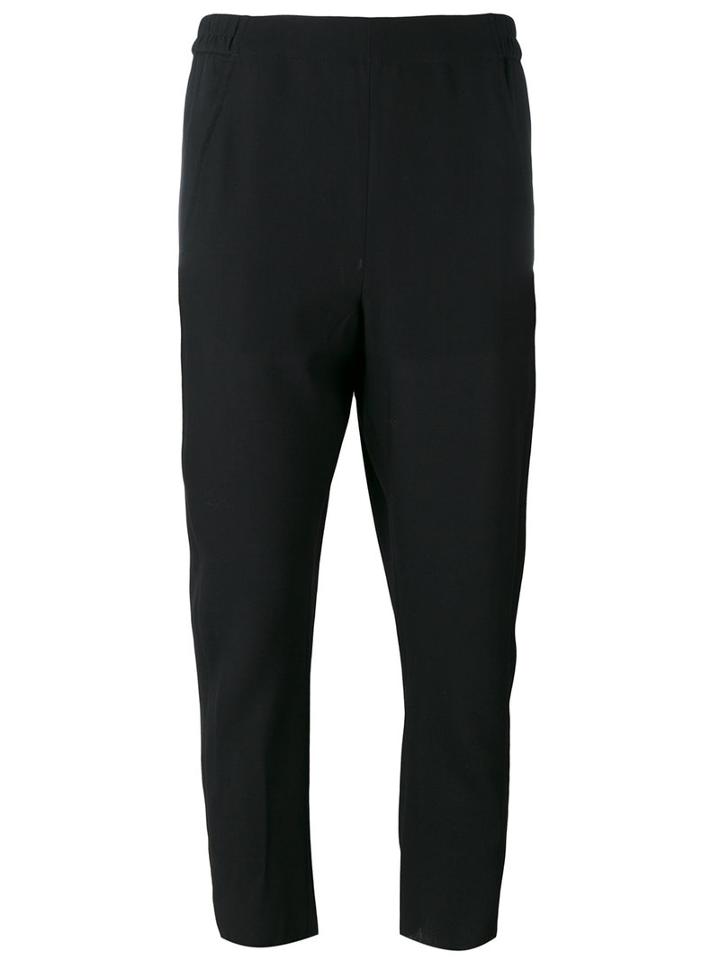 Ann Demeulemeester Raw Hem Cropped Trousers, Women's, Size: 36, Black, Virgin Wool/cotton/rayon