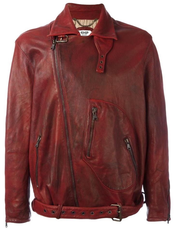Pihakapi Classic Biker Jacket, Men's, Size: Medium, Red, Lamb Skin/viscose