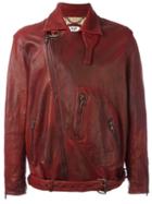 Pihakapi Classic Biker Jacket, Men's, Size: Medium, Red, Lamb Skin/viscose