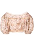 Zimmermann Floral Print Eyelet Crop Top - Neutrals