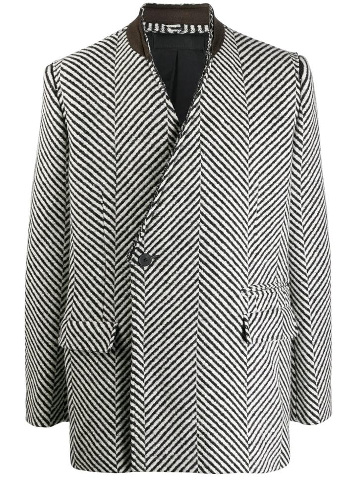 Haider Ackermann Collarless Herringbone Blazer - Black