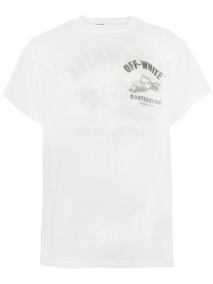 Off-white Construction Organza T-shirt, Men's, Size: Xs, White, Silk/polyamide/polyester