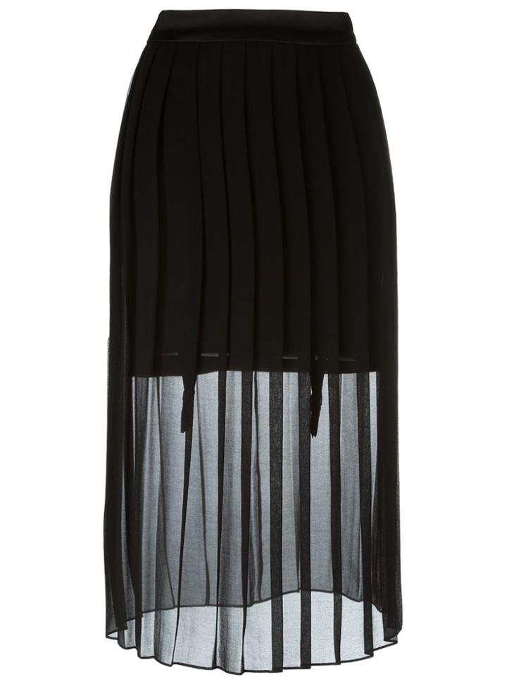 Murmur Sheer Pleated Skirt - Black