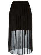 Murmur Sheer Pleated Skirt - Black