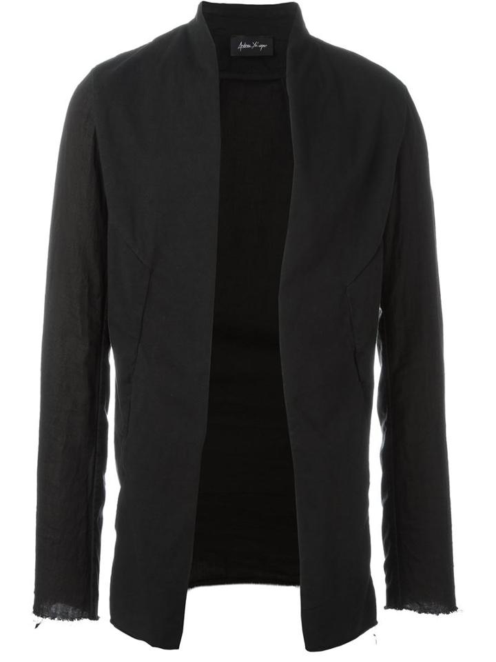 Andrea Ya Aqov Open Jacket, Men's, Size: Xxl, Black, Cotton/linen/flax