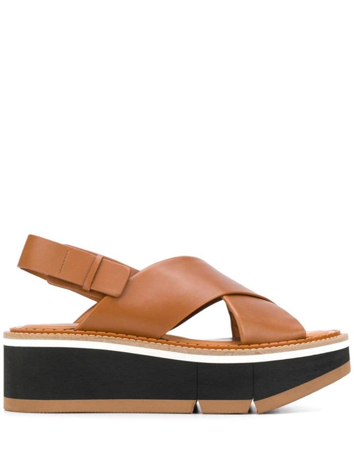 Clergerie Platform Crisscross Sandals - Brown