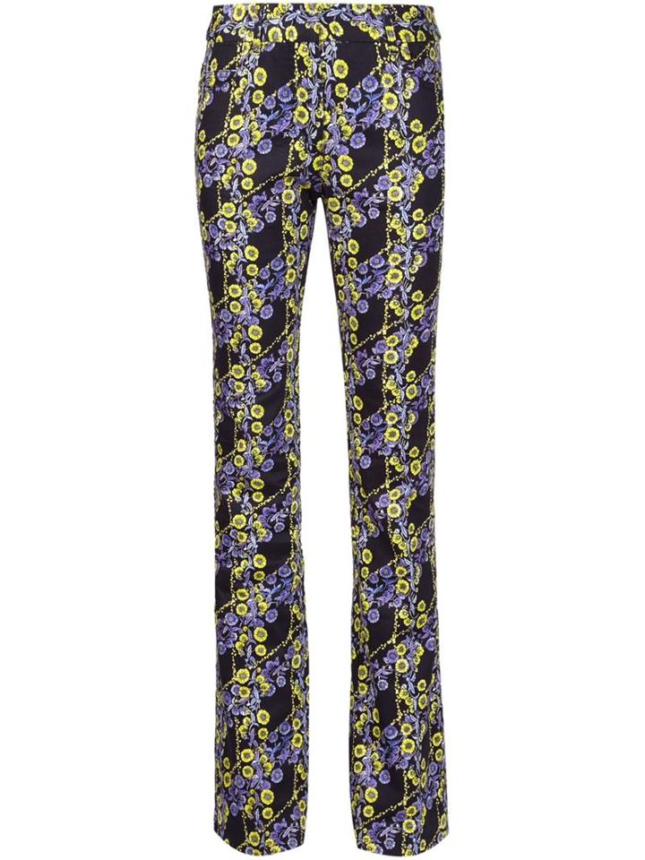 Giamba Graphic Floral Print Trousers, Women's, Size: 8, Black, Cotton/spandex/elastane