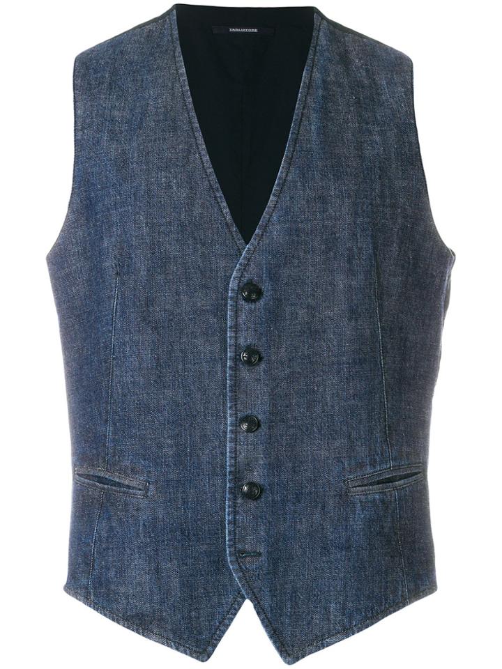 Tagliatore Denim-style Waistcoat - Blue